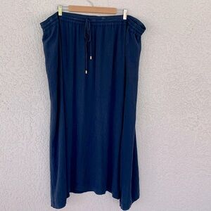 Ulla Popken maxi skirt size  splits  pockets navy blue adjustable waist size 24